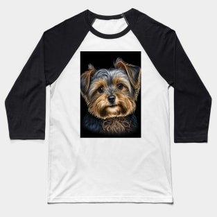 Super Cute Yorkshire Terrier Puppy Portrait Baseball T-Shirt